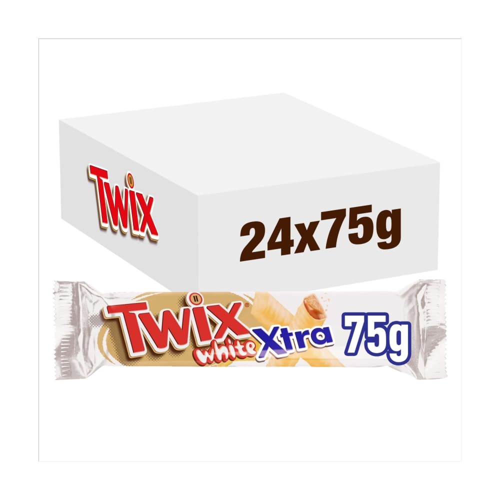 Twix Xtra Double Bar for Chocolate Cookies, 75 g, White, Pack of